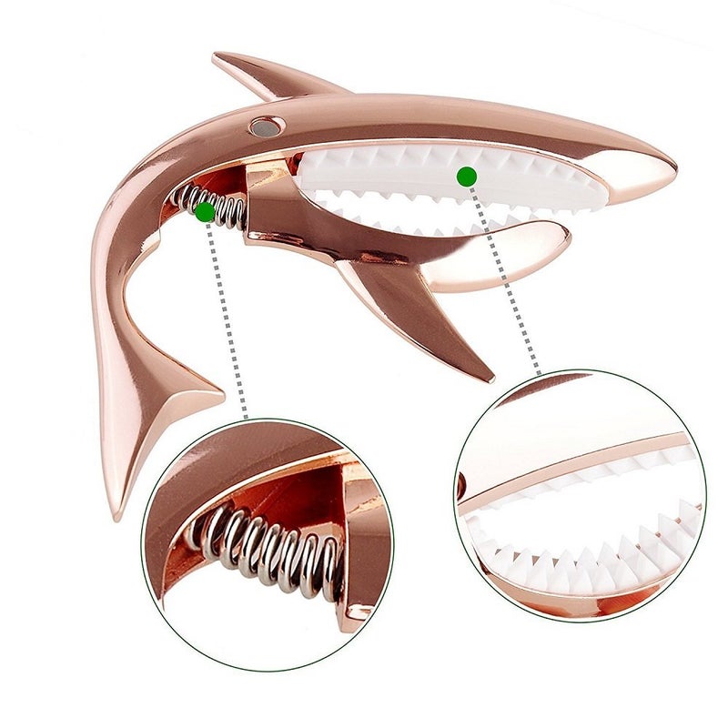 Imelod Zinc Alloy Guitar Capo Shark Capo for Acoustic and Electric Guitar with Good Hand Feeling, No Fret Buzz and Durable(Rose Gold) - Image 5